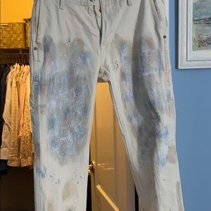 Paint Splattered White Jeans